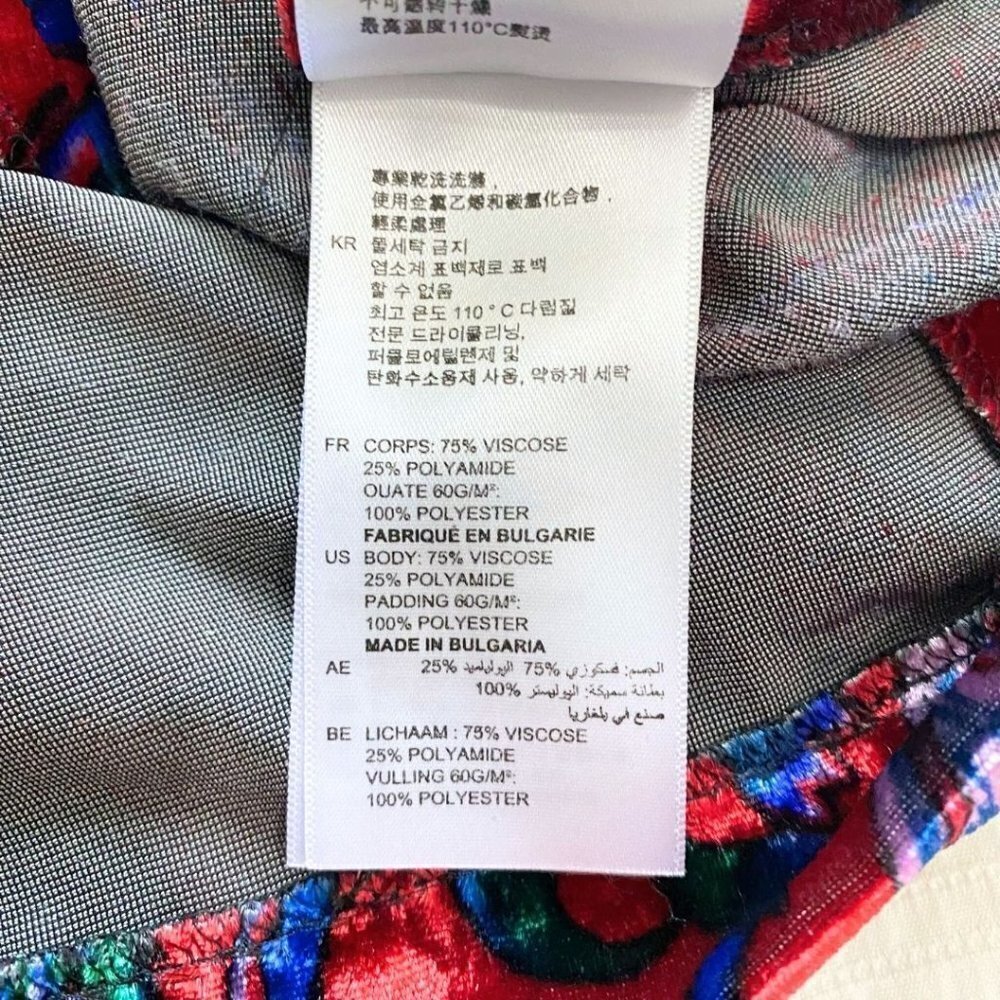 SANDRO PARIS RED BLUE GREEN FLORAL VELVET LONG TEE PULLOVER TOP - S (SIZE 1) - Picture 12 of 12